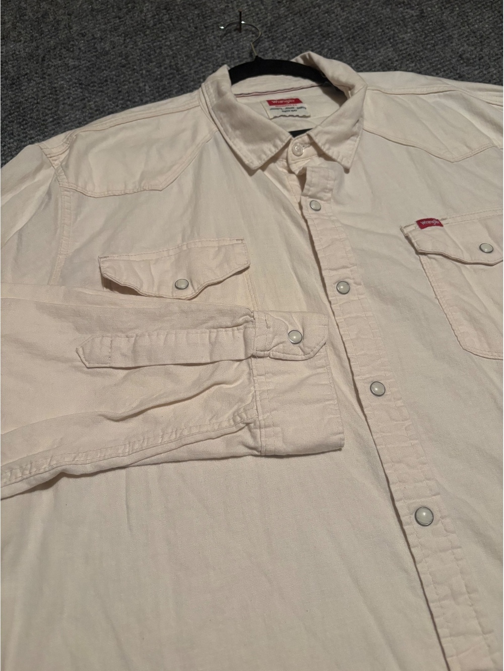 Wrangler Cream Pearl Snap Western Button Long Sleeve Button Up Shirt Men's 2XL